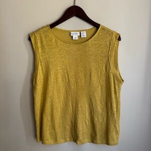 Nicole Miller 100% Linen Women's Yellow MustardColor Shirt
